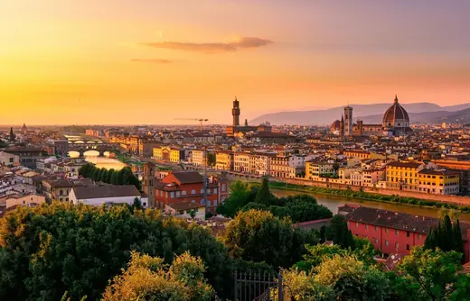 Panorama di Firenze al tramonto dal Piazzale Michelangelo